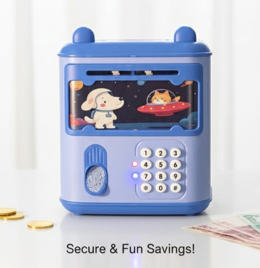 Squid Squaree ATM Piggy Bank with Password and Finger Sensor Gullak For Kids Money Saver Box Coin Bank  (Multicolor)