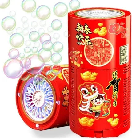 Electric Bubble Machine with LED Lights and Music Automatic Firework Bubble Toy (80ml Solution Included) Portable for Indoor and Outdoor Birthday Parties, Weddings, Camping